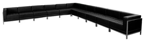 Hercules Imagination Series Black Leather Sectional Configuration, 11 Pieces