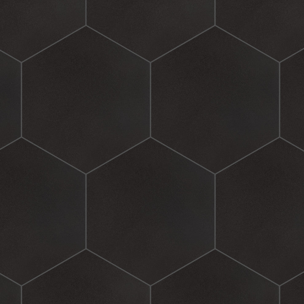 Textile Hex Porcelain Floor and Wall Tile, Black