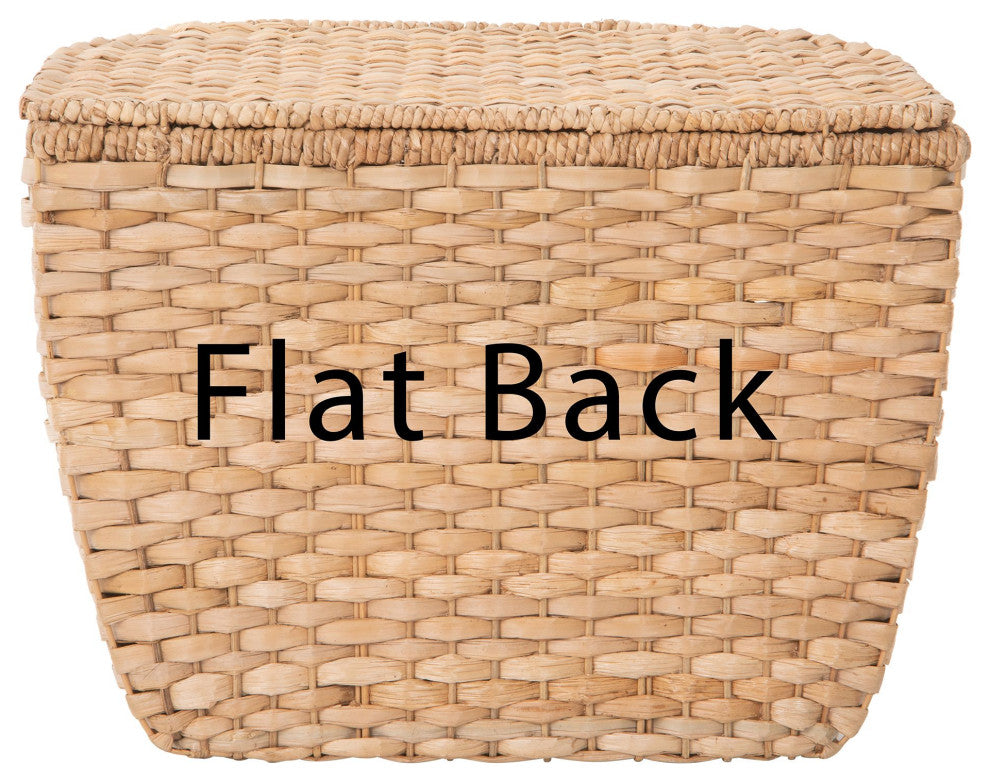 Oval Seagrass Wall Trunk, Storage Basket With Lid and Flat Backside, Natural