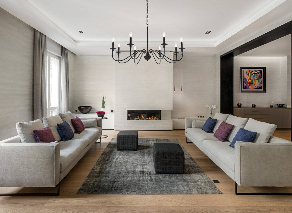 Matte Black Finish 8-Light Pendant