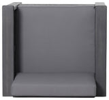 Rabun Outdoor Acacia Wood Club Chairs with Cushions, Dark Gray, Single