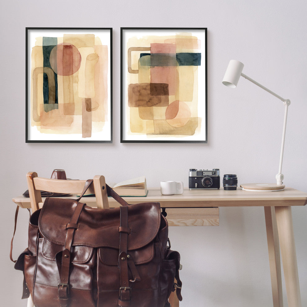 Geometric Shapes Abstract Transparent Clustered Forms Overlapped, 2pc, 24 x 30
