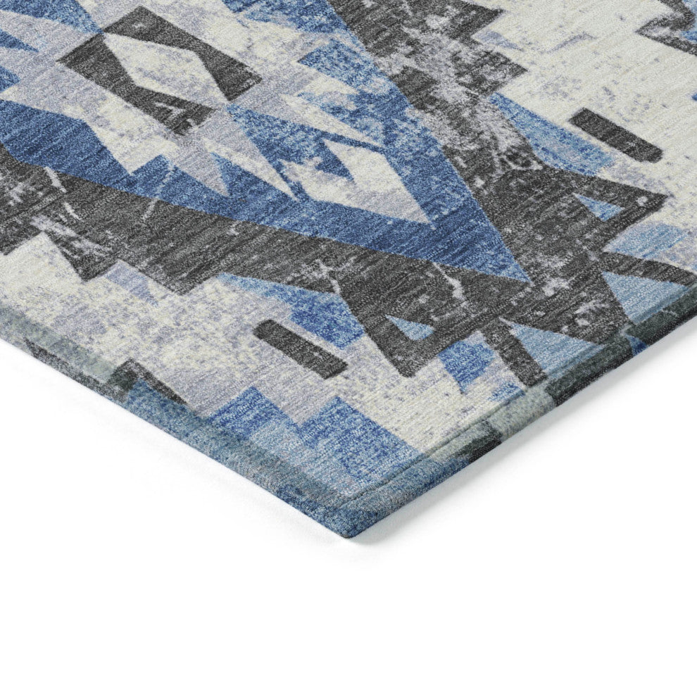 Machine Washable Indoor/Outdoor Chantille ACN1878 Blue 3' x 5' Rug
