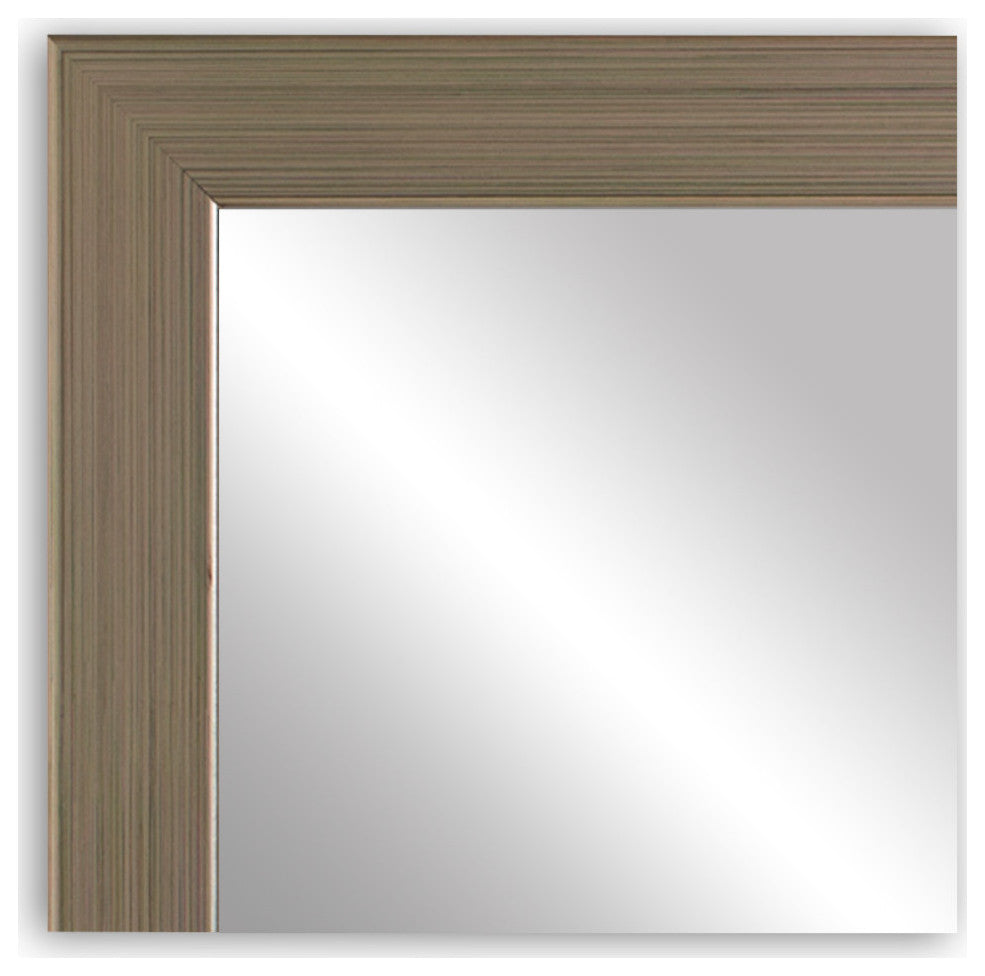 Meade Framed Wall Mirror, Aged Nickel, 28"x54"