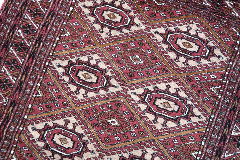 Handmade Vintage Afghan Ersari Rug 4'x6', 123cmx183cm 1970s