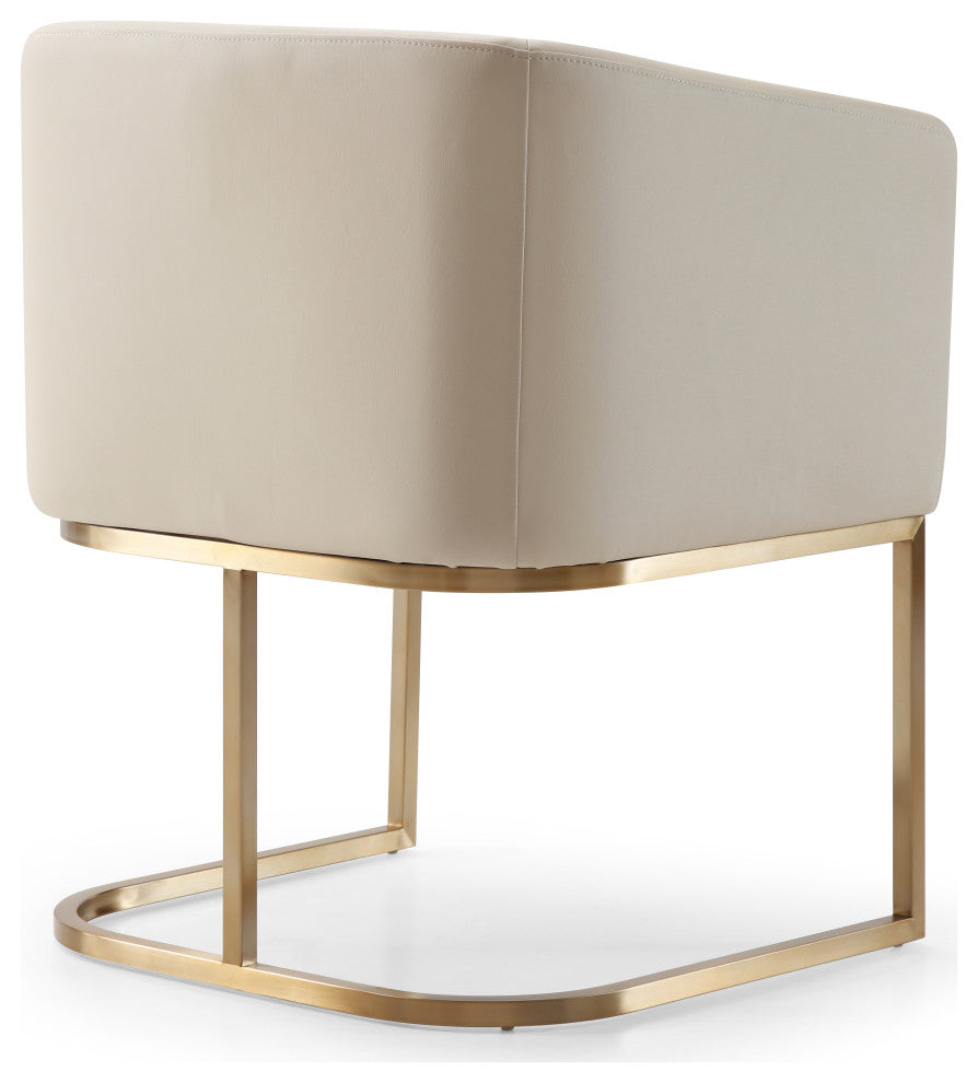 Modrest Yukon Modern Beige Bonded and Antique Brass Dining Chair