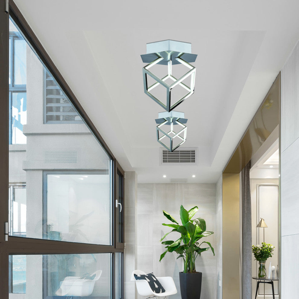 Metal Box LED Flush Mount, Nickel