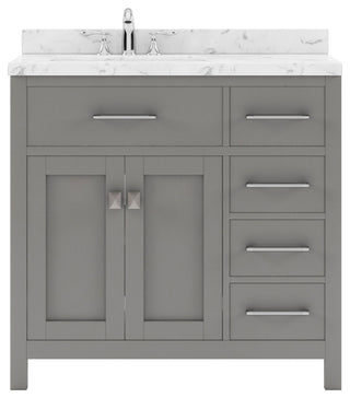Caroline Parkway 36" Bath Vanity, Gray With Marble Quartz Top
