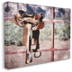 Saddle On Fence Farm Horse Riding Painting, 24"x30"