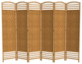 5 1/2' Tall Fiber Weave Room Divider, Light Beige, 6 Panel