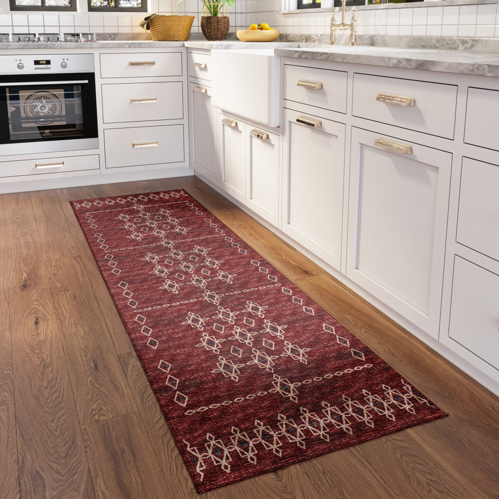 Indoor/Outdoor Sedona SN3 Paprika Machine Washable 2'3" x 12' Runner Rug