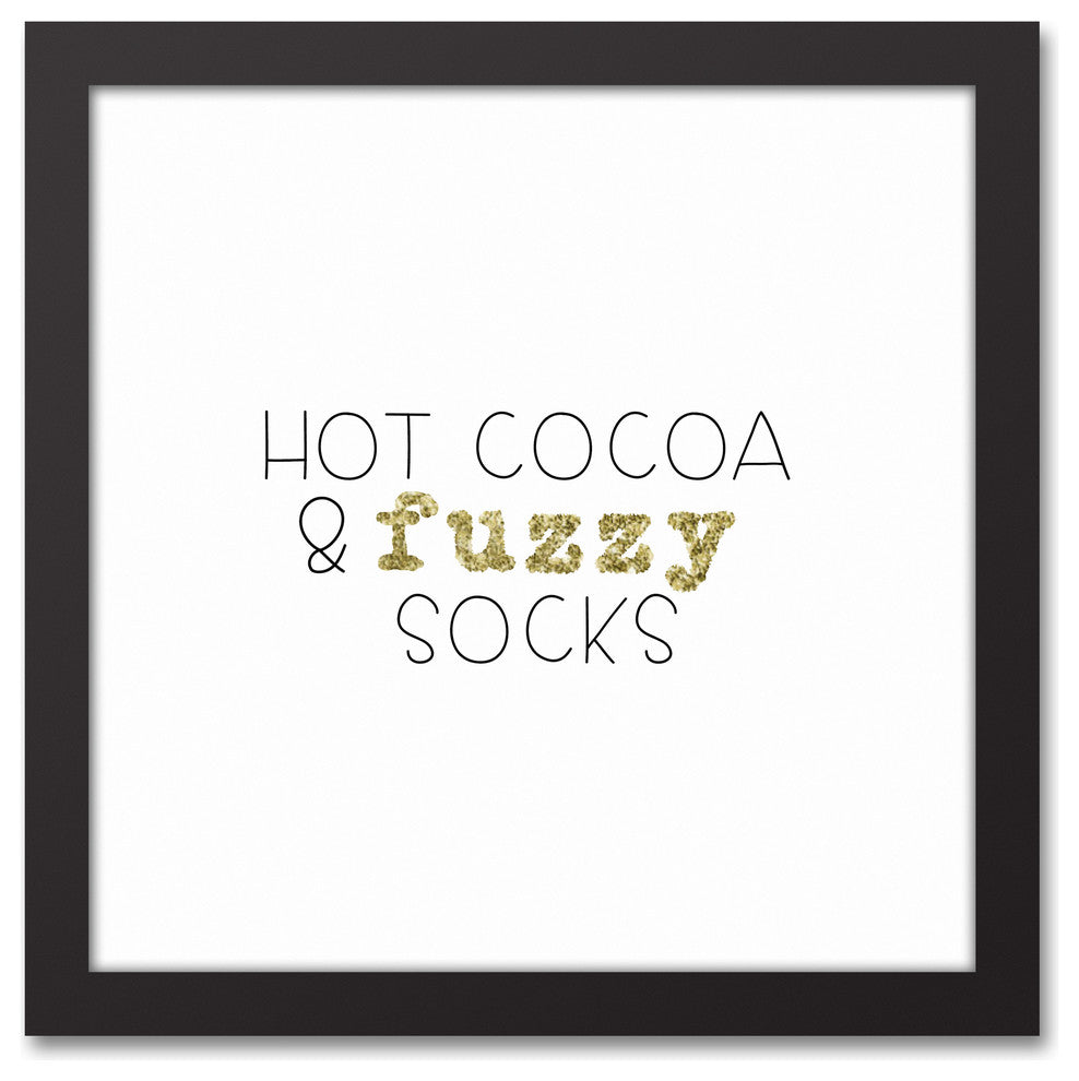 Hot Cocoa & Fuzzy Socks 12x12 Black Framed Canvas