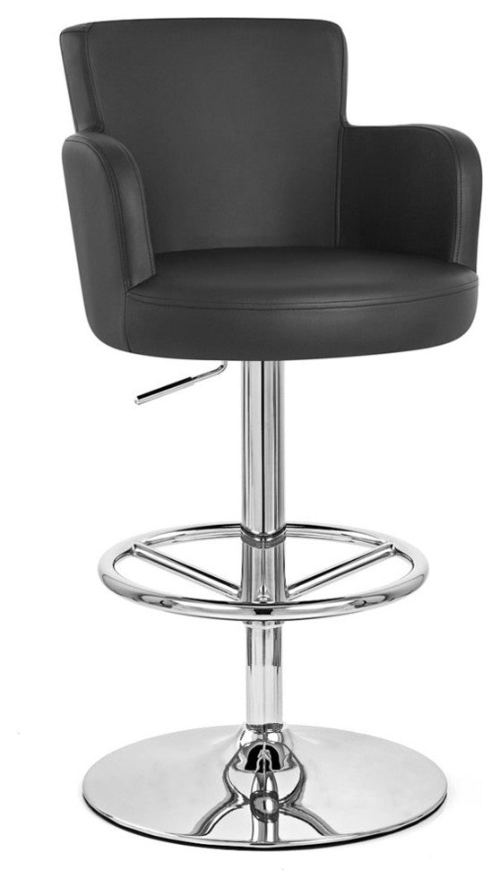 Chateau Swivel Bar Stool With Chrome Base, Black