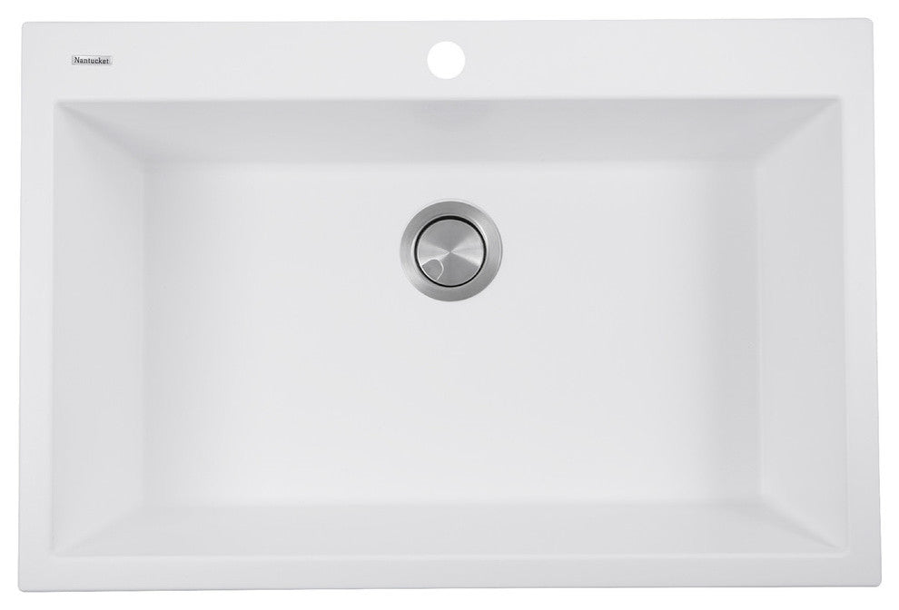 Nantucket Sinks 33" Dual Mount Granite Composite Sink, White