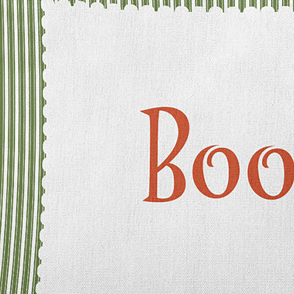 Halloween Boo Ticking Accent Pillow, Scallion, 26"x26"