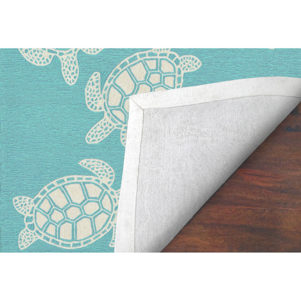 Capri Turtle Indoor/Outdoor Rug, Aqua, 2'x5'
