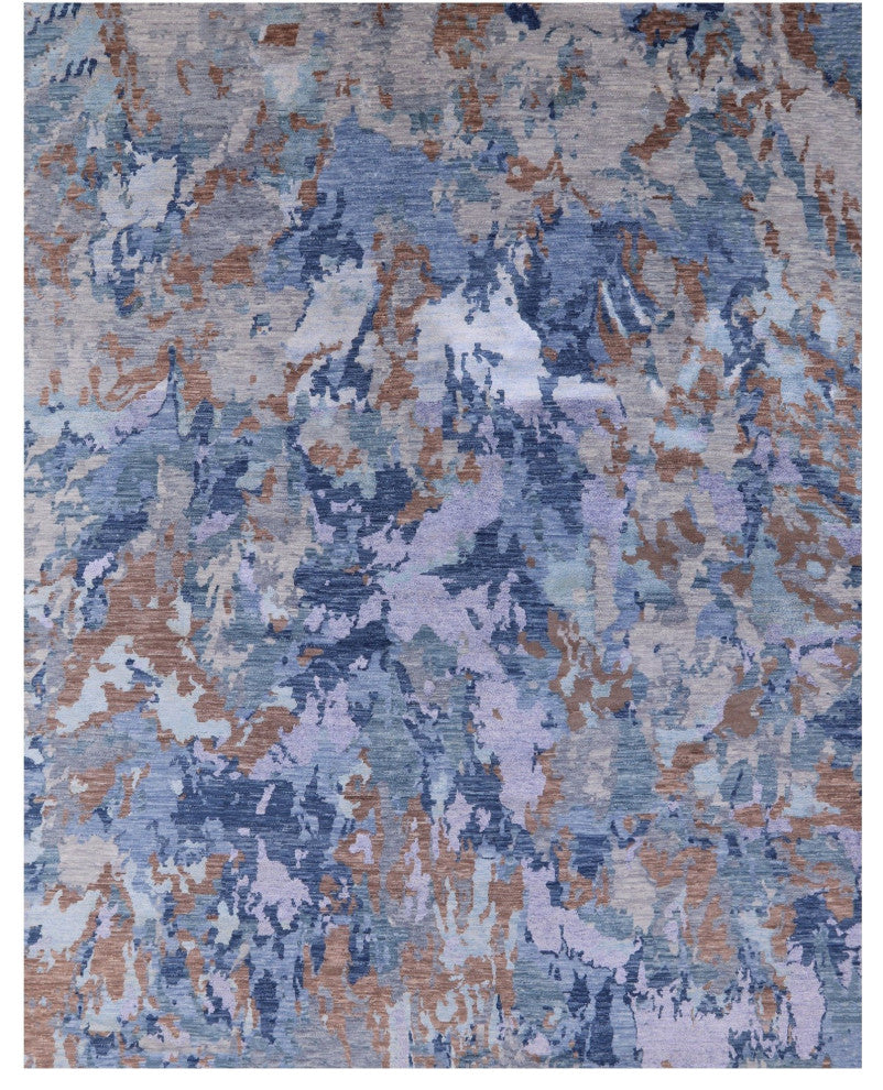 8' 0" X 10' 2" Wool and Silk Modern Hand Knotted Rug Q6937