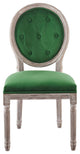 French Vintage Side Dining Chair, Velvet, Wood, Brown Natural Green, Modern