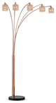 Flair Dimmable 5-Light Crystal Arch Floor Lamp, Rose Copper