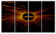Dark Solar Eclipse on Black, Abstract Art on Canvas, 48"x28", 4 Panels