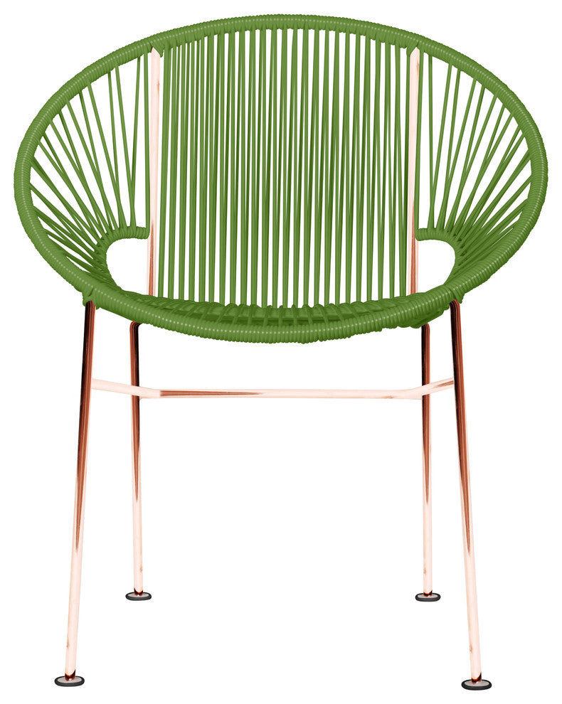 Concha Indoor/Outdoor Handmade Dining Chair, Cactus Weave, Copper Frame