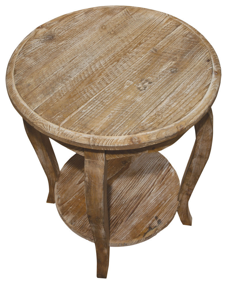 Rustic - Reclaimed Round End Table, Driftwood