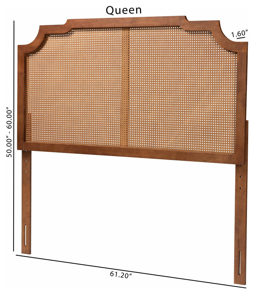 Aleena Rattan Ash Walnut Headboard, Queen