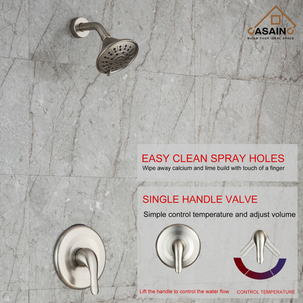 Single Handle Shower Trim Kit with Integral Volume Control, Brushed Nickle