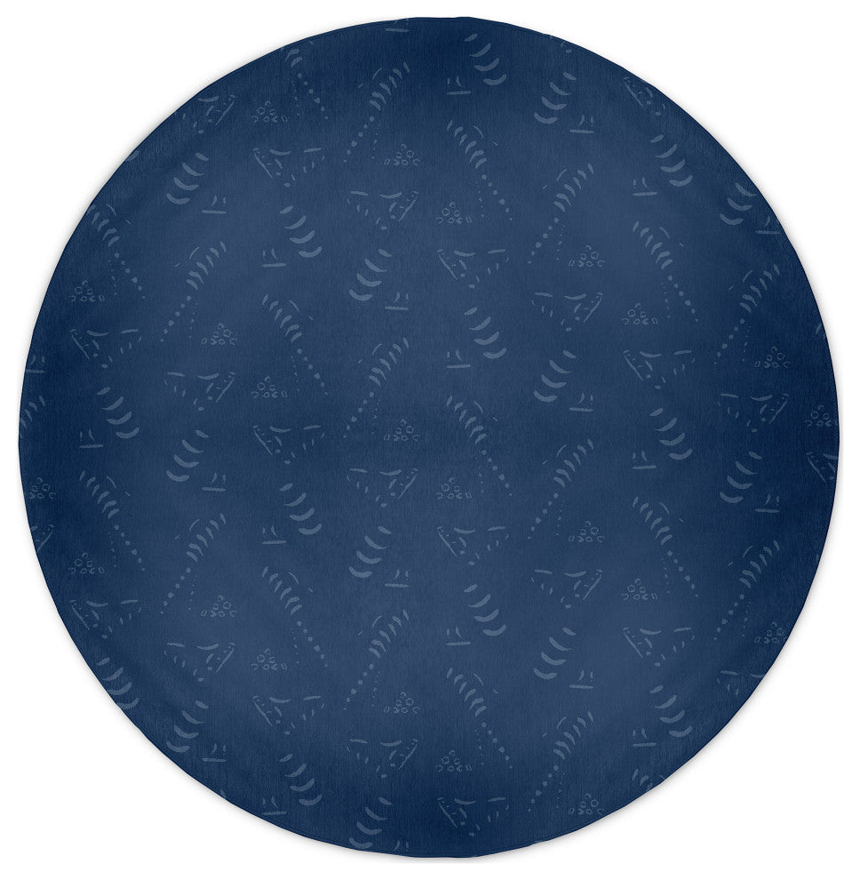 Muted Bongo Rug, Navy, 5' Round