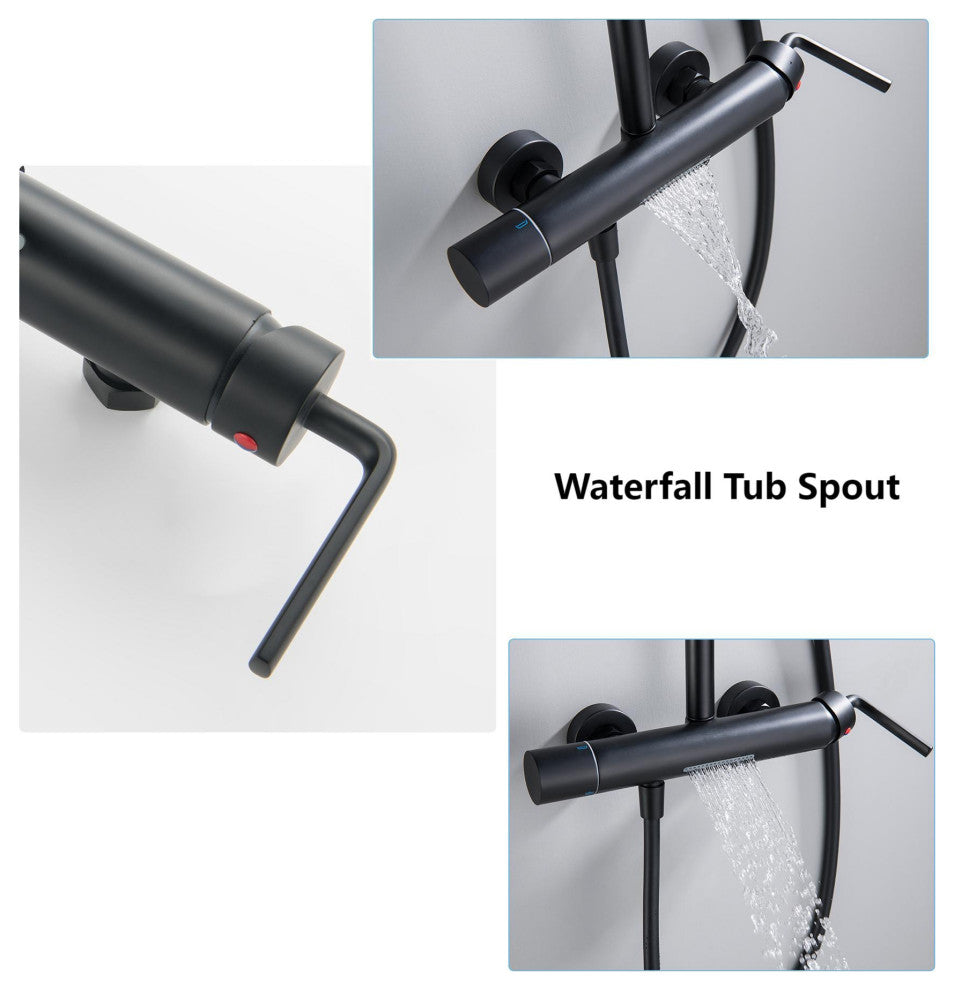 Trendy Design Multi-Function Complete Shower System With Rough-in Valve, Matte B