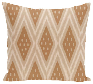 Ikat Diamond Dot Geometric Print Pillow, Caramel, 16"x16"