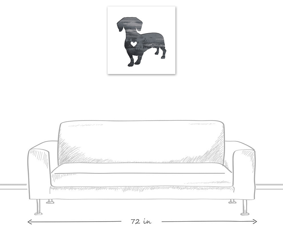 Designs Direct Creative Group Ink Silhouette Dachshund 24x24 Canvas Wall Art