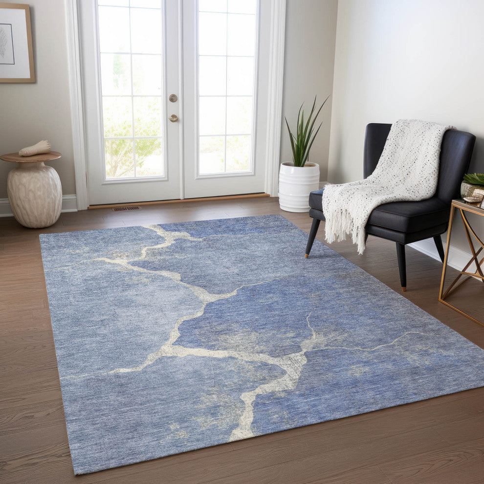 Machine Washable Indoor/Outdoor Chantille ACN1889 Denim 8' x 10' Rug