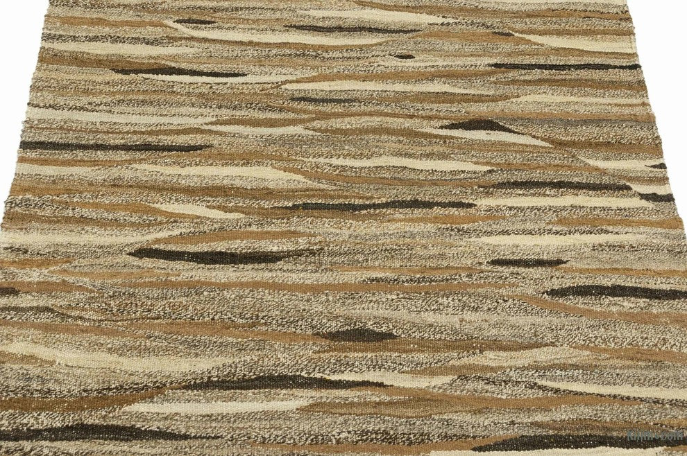 Brown, Beige New Handwoven Turkish Kilim Rug  2' 11" x 4' 4"