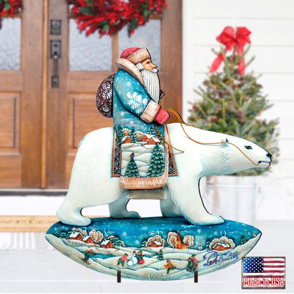 Polar Bear Santa Free Standing  Garden Decor