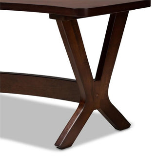 Baxton Studio Berlin Mid-Century Modern Walnuted Wood Curved Dining Bench