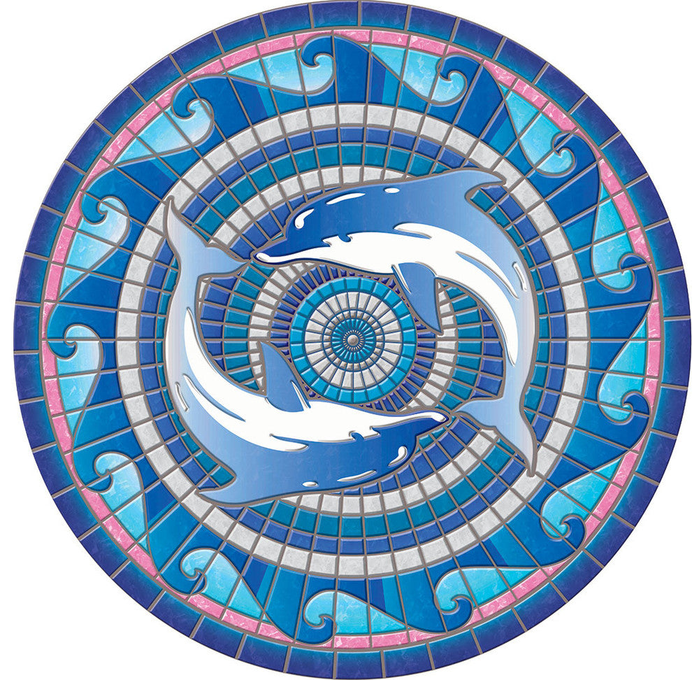 Drop-In Dolphins Vinyl Swimming Pool Mat, 59" X 59"