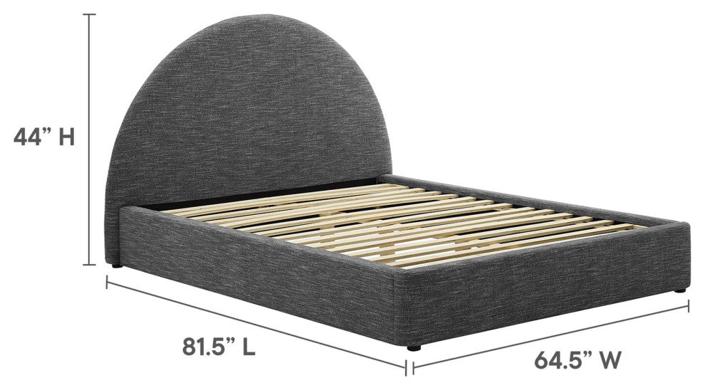 Resort Upholstered Fabric Arched Round Full Platform Bed