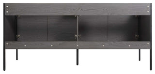 Oakville Bath Vanity, Ceramic Sink, Black Coal Oak, 72 Inch, Black Hardware