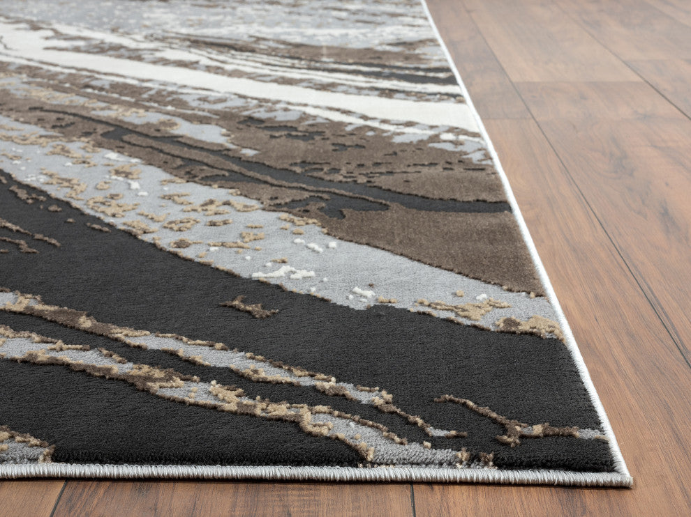 Abani Aspen Collection ASP160A Contemporary Gray Marble Area Rug
