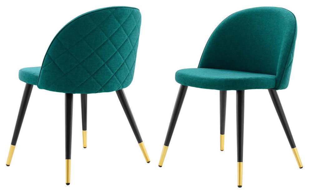 Side Dining Chair, Set of 2, Fabric, Teal Blue, Modern, Cafe Bistro Restaurant