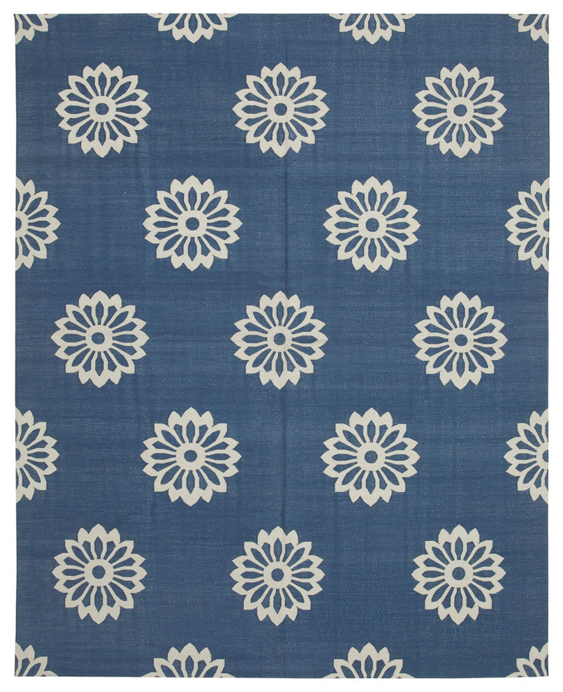 Rug N Carpet - Handmade Wool 8' 0'' x 10' 0'' Flatweave Dhurrie Kilim Rug