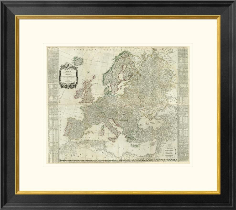 "Composite: Europe, 1787" Framed Digital Print by Thomas Kitchin, 26x24"