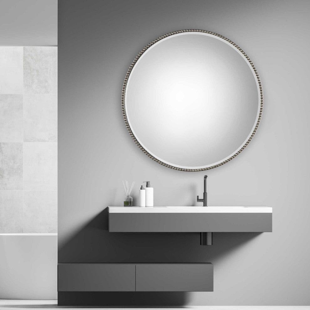 Uttermost 09252 Stefania 40" Diameter Circular Framed Bathroom - Antiqued