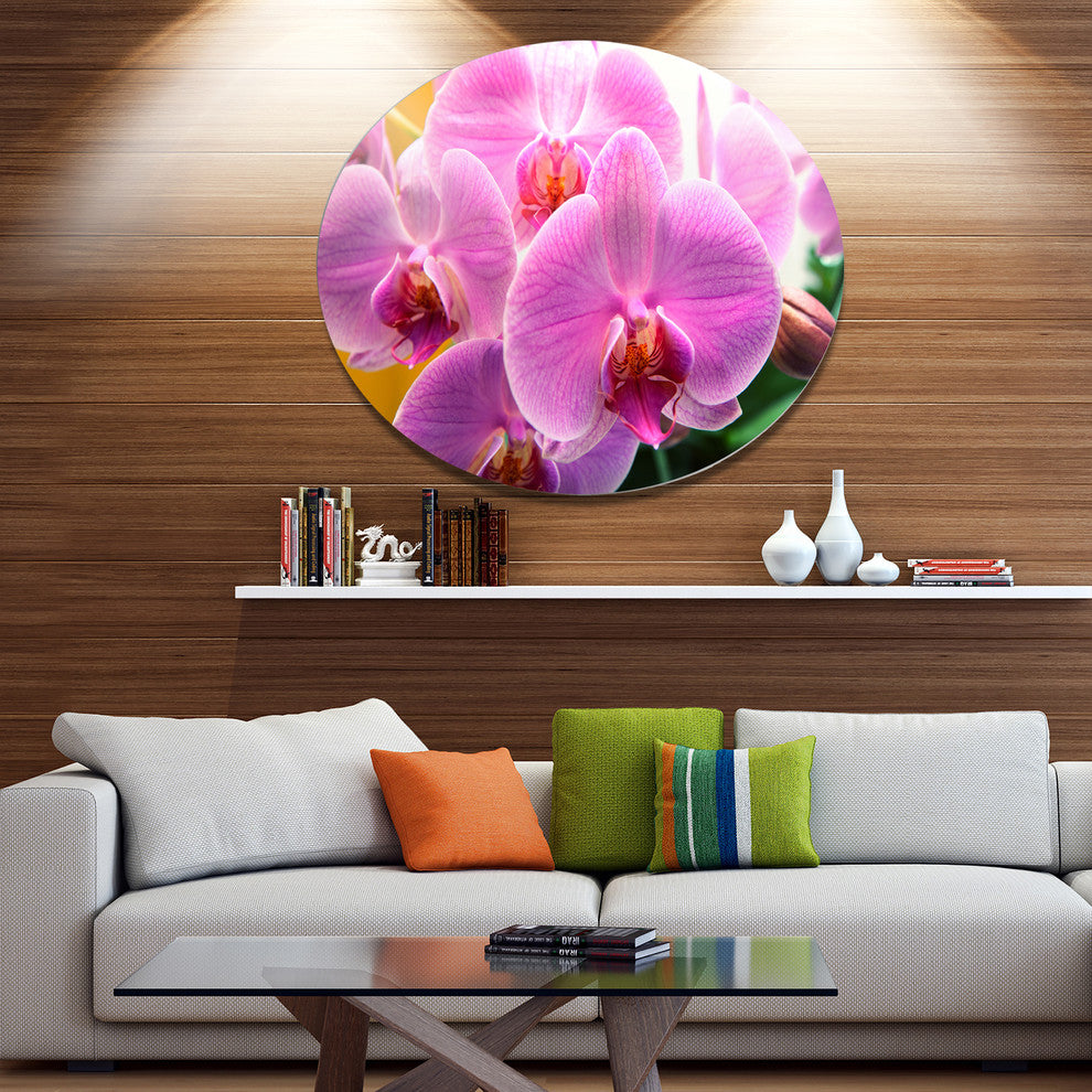 Beautiful Purple Orchid Flowers, Flower Large Disc Metal Wall Art, 36"