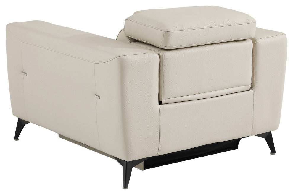 Arezzo Genuine Italian Leather Modern Chair, Beige