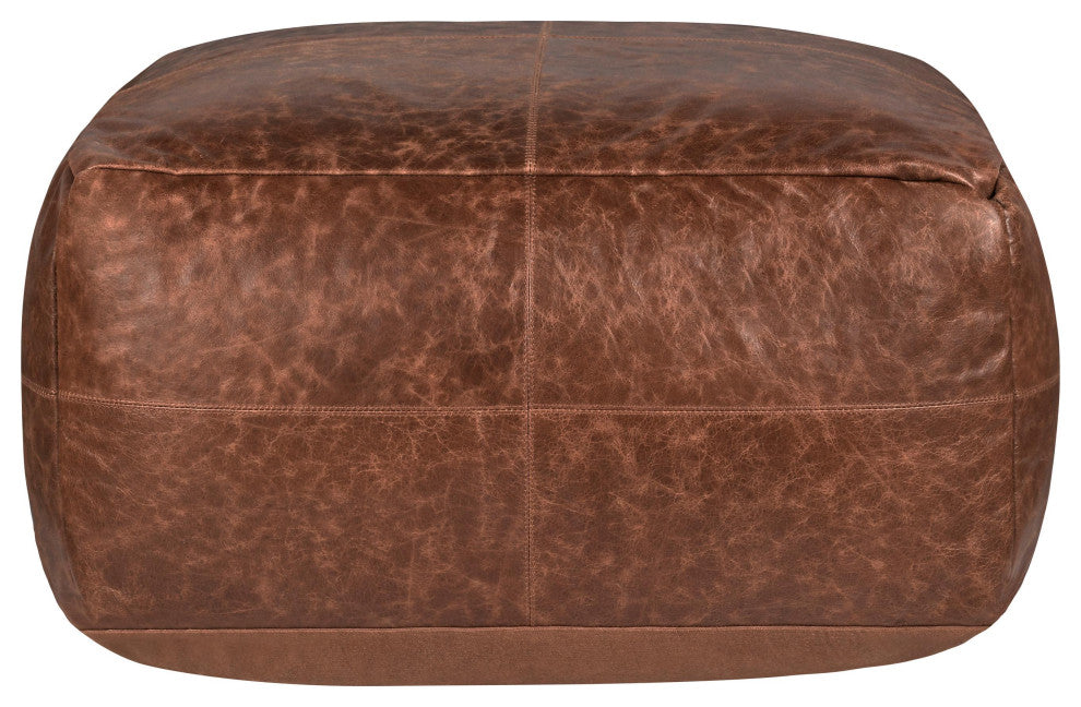 Kona 24" Brown Leather Floor Cushion Pouf