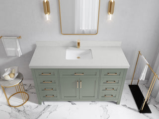 Cambridge 60" Single Bathroom Vanity in Evergreen 2" Carrara Quartz