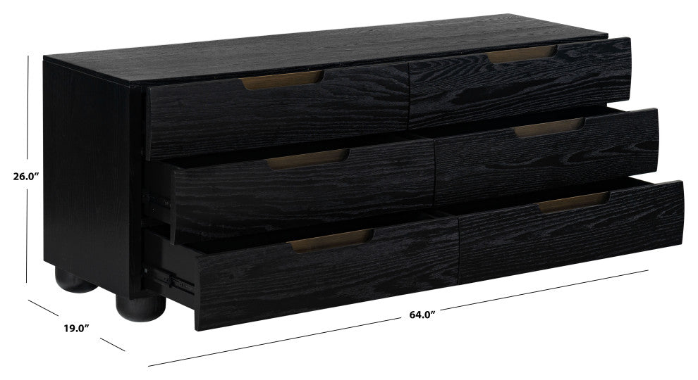 Safavieh Couture Beethoven 6 Drawer Dresser, Black