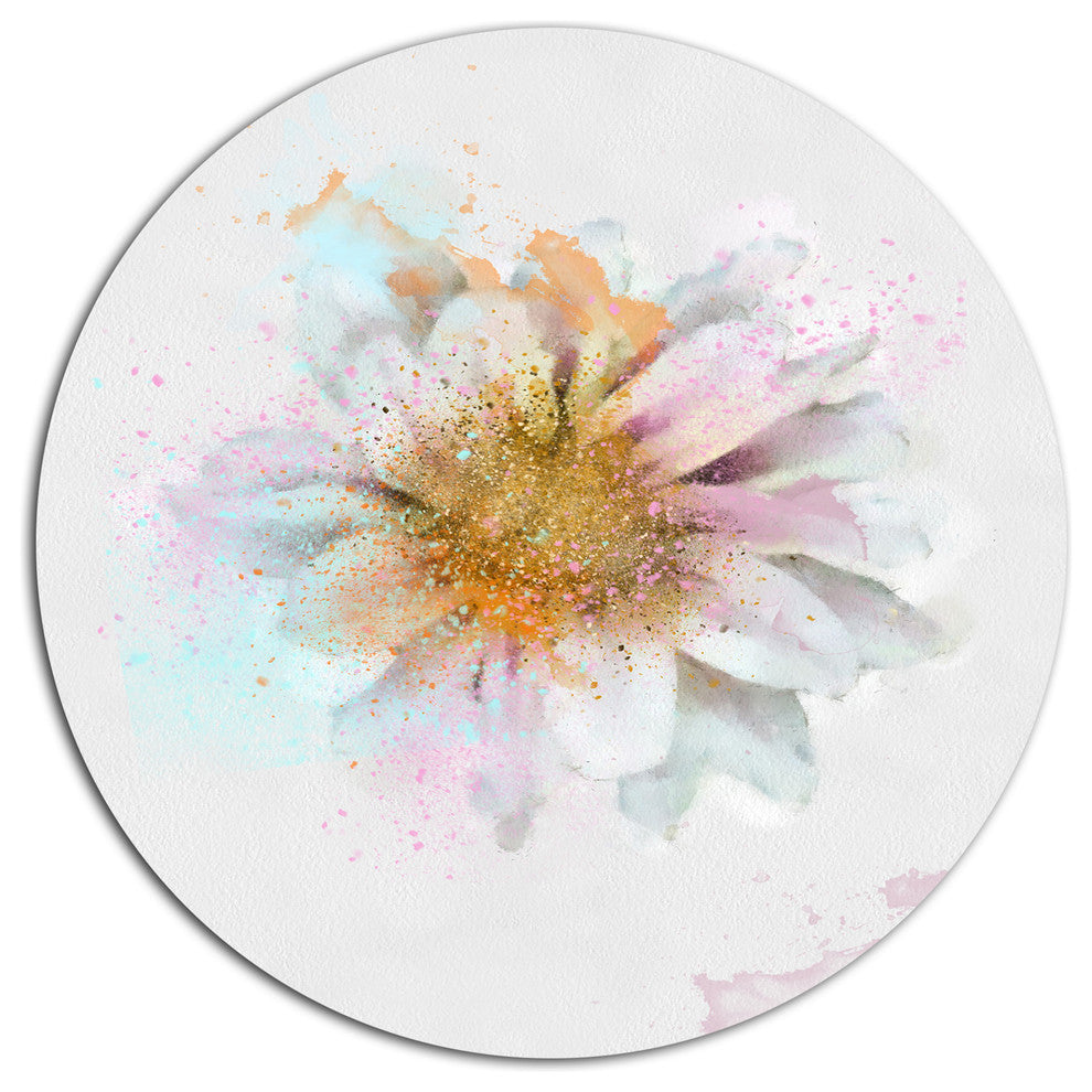 Beautiful Flower With Yellow Stigma, Floral Disc Metal Wall Art, 11"